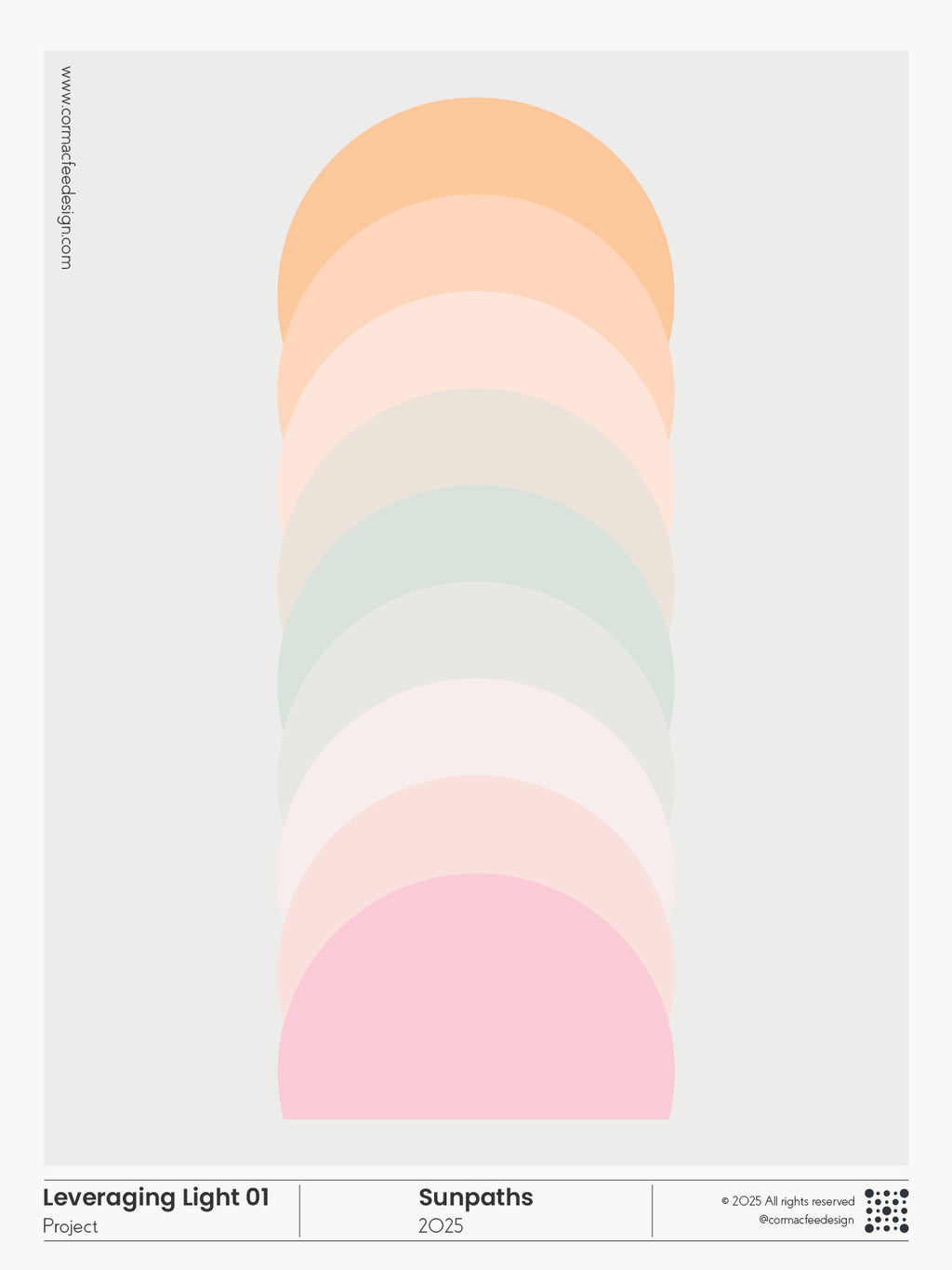 Colour swatch style poster with pastel shades of orange, pink, and purple on a white background