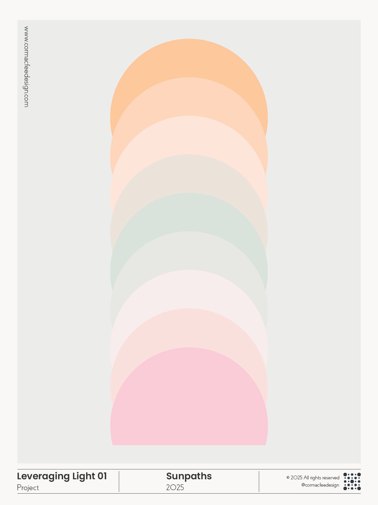 Colour swatch style poster with pastel shades of orange, pink, and purple on a white background