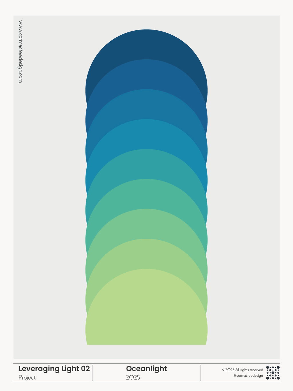 Colour swatch style poster with blue, green, and yellow shades on a white background